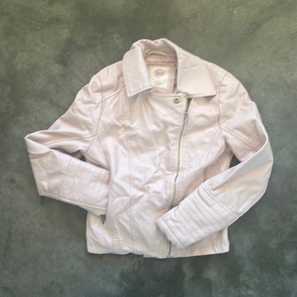Girls faux leather pink Moto jacket